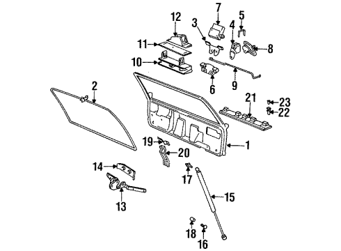 1994 BMW 530i Trunk Catch Key Diagram for 51241973489