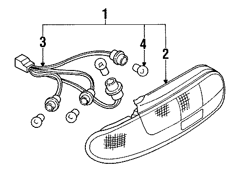 1991 Nissan NX Bulbs Rear Combination Lamp Socket Assembly, Left Diagram for 26556-61Y00