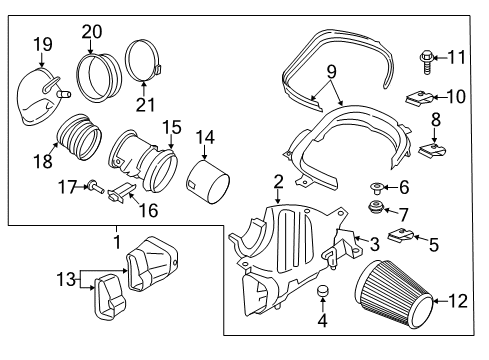 2018 Ford Mustang Air Intake Upper Cover Stud Diagram for -W711061-S437
