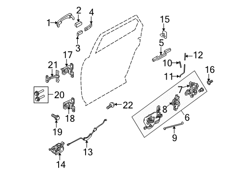 2008 Ford Taurus X Rear Door Handle Rod Diagram for 5F9Z-7426461-A