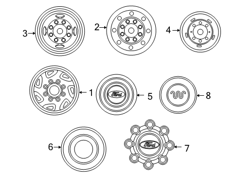 2004 Ford F-250 Super Duty Wheel Covers & Trim Wheel Cap Diagram for 5C3Z-1130-EB