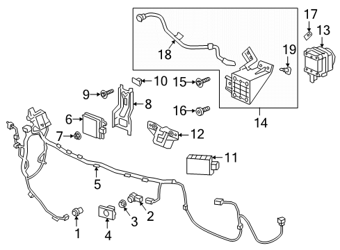 2020 Cadillac XT6 Electrical Components - Front Bumper Bracket Diagram for 84615461