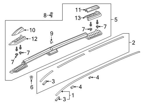 2020 Honda Passport Exterior Trim - Roof RAIL ASSY., L ROOF Diagram for 75260-TGS-A01