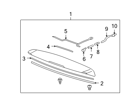 2008 Acura MDX Rear Spoiler Tube (4X7X60) Diagram for 76854-STX-A00