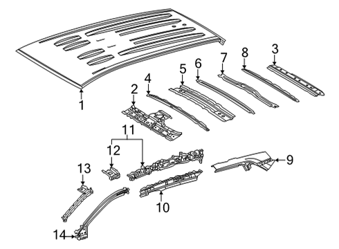 2022 Toyota Corolla Cross Roof & Components Windshield Header Diagram for 63102-0A010