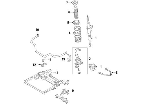 2016 Infiniti Q50 Front Suspension Components, Lower Control Arm, Upper Control Arm, Stabilizer Bar Shock Absorber-Front Diagram for E6110-4GC0C