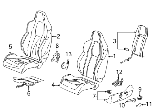 2017 Honda Civic Front Seat Components Heater, Front Seat Cushion Diagram for 81134-TBF-A01