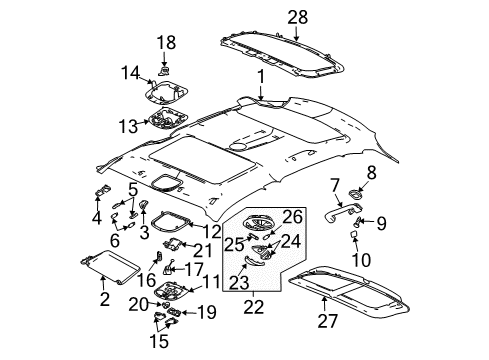 2004 Chevrolet Malibu Interior Trim - Roof Lens, Dome & Reading Lamp Diagram for 22691356