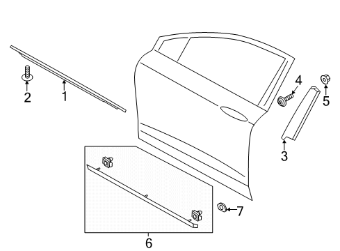 2014 Lincoln MKZ Exterior Trim - Front Door Side Molding Diagram for DP5Z-5420879-AA