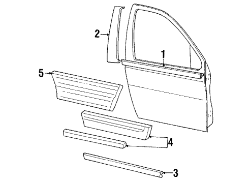 2003 Ford Windstar Exterior Trim - Front Door Body Side Molding Diagram for YF2Z-1720878-AAD