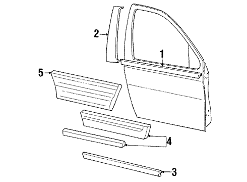 2003 Ford Windstar Exterior Trim - Front Door Window Molding Diagram for XF2Z-1620555-BAA