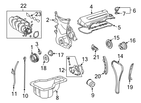 2008 Pontiac Vibe Exhaust Manifold Gasket, Exhaust Manifold Diagram for 88972635