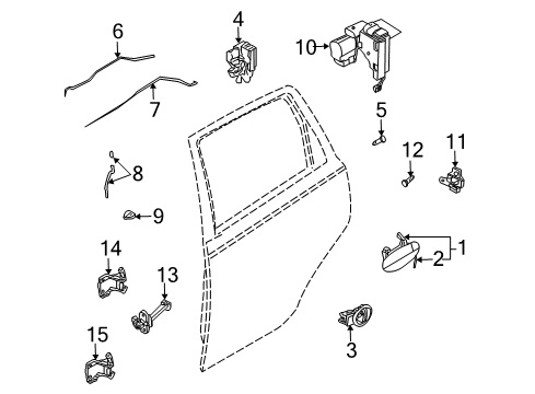 2006 Chevrolet Aveo Rear Door Handle Asm, Rear Side Door Outside Diagram for 96410236