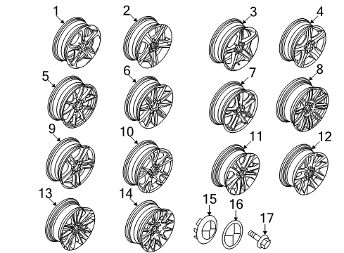 2010 BMW 135i Wheels Double Spoke Style 182 in Black/Front Diagram for 36116786887