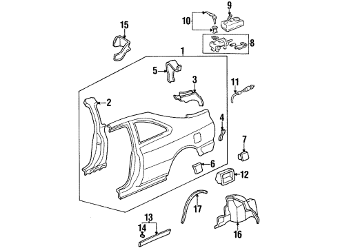 1997 Honda Accord Quarter Panel & Components Clip, Side Protector Diagram for 75305-SH2-003