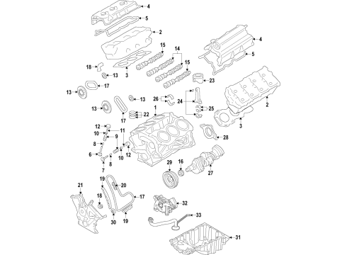 2016 Ford Transit-350 Engine Parts, Mounts, Cylinder Head & Valves, Camshaft & Timing, Variable Valve Timing, Oil Cooler, Oil Pan, Oil Pump, Crankshaft & Bearings, Pistons, Rings & Bearings Piston Diagram for BA5Z-6108-M