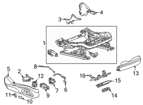 2022 Cadillac CT4 Tracks & Components Seat Switch Knob Diagram for 84878415