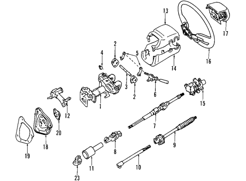 1999 Toyota 4Runner Steering Column & Wheel, Steering Gear & Linkage Wheel Assembly, Steering Diagram for 45100-35410-C0