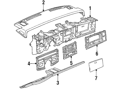1985 Cadillac Eldorado Instrument Panel Bezel Diagram for 1627266