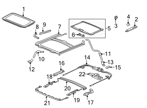 2007 Honda Civic Sunroof Channel, Drain Diagram for 70240-SEA-J11