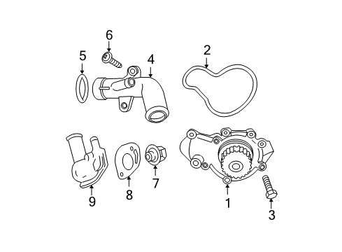 2003 Jeep Wrangler Water Pump Gasket-Thermostat Housing Diagram for 53010554AA