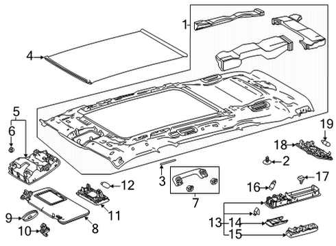 2020 Toyota Highlander Bulbs Courtesy Lamp Diagram for 81360-0E060-B0