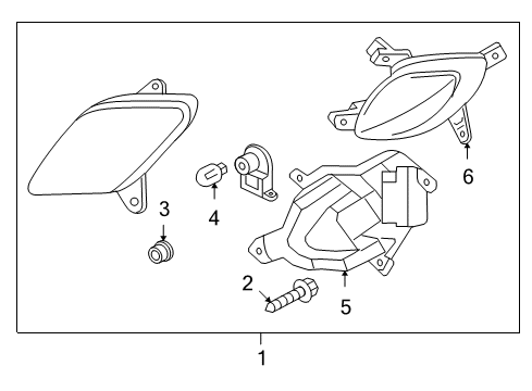 2011 Hyundai Genesis Coupe Bulbs Front Driver Side Fog Light Assembly Diagram for 92201-2M000