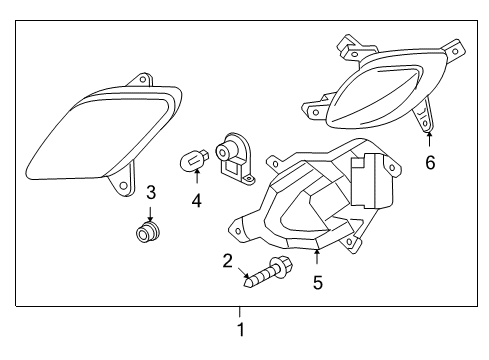 2011 Hyundai Genesis Coupe Bulbs Front Passenger Side Fog Light Assembly Diagram for 92202-2M000