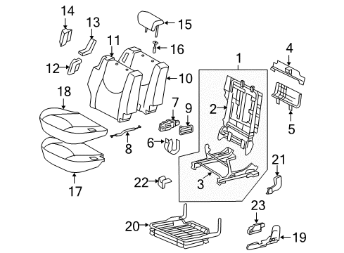 2010 Toyota RAV4 Second Row Seats Seat Back Frame Diagram for 71017-0R010
