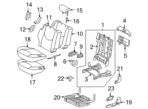 Diagram for 2006 Toyota RAV4 Second Row Seats 