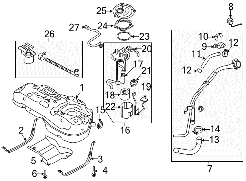 2012 Kia Sportage Fuel Supply Filter & Canister Valve Assembly Diagram for 314533K500