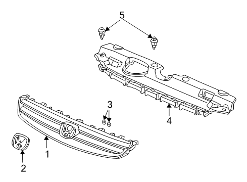 2003 Honda Civic Grille & Components Emblem, Rear (H) Diagram for 75700-S5A-000
