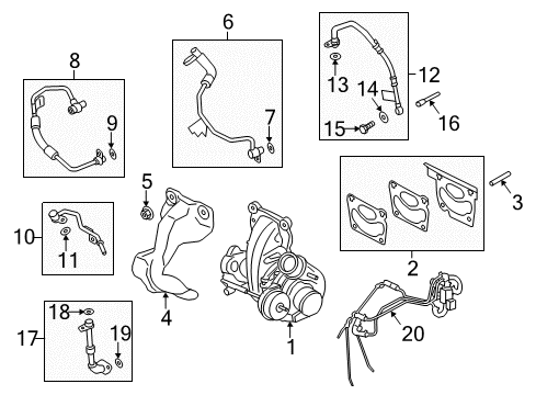 2015 Ford Mustang Turbocharger Water Inlet Diagram for FR3Z-8A520-D