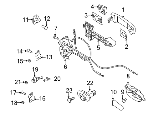 2019 Nissan Titan XD Switches Lock Hardware-Rear Door-Handle Outside Diagram for 82640-EZ91A