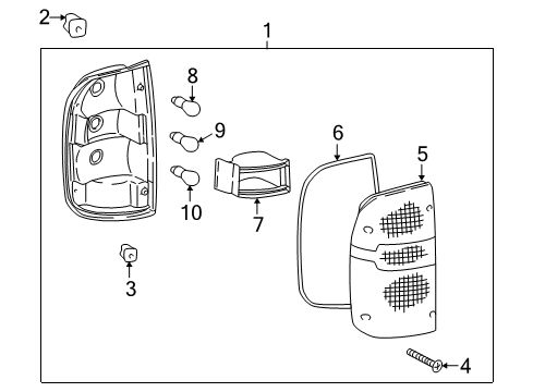 1998 Toyota Tacoma Tail Lamps Bracket, Front Turn Sig Diagram for 81519-87010