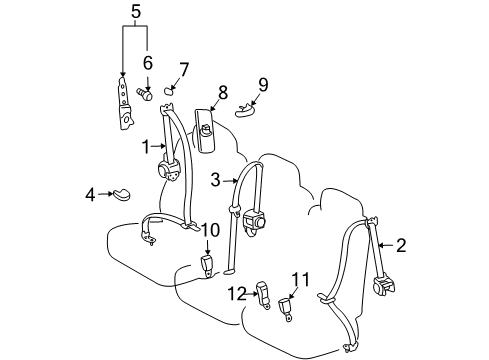 2009 Toyota Sienna Seat Belt Belt & Retractor Cover Diagram for 73139-AE010-B0