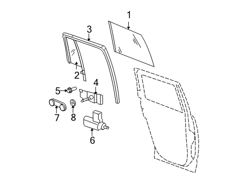 2007 Dodge Caliber Rear Door - Glass & Hardware Rear Door Window Regulator Diagram for 5179957AA