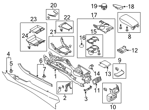2015 Ford Fusion Console Cup Holder Diagram for ES7Z-5413562-AC