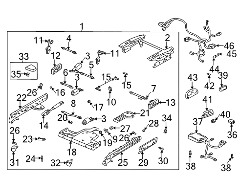 2003 Buick LeSabre Tracks & Components Switch Asm-Driver Seat Lumbar Control *Ebony Diagram for 25704375