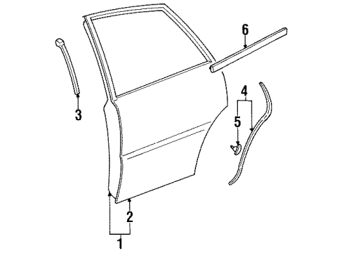 1995 Toyota Avalon Rear Door Door Shell Diagram for 67003-07010