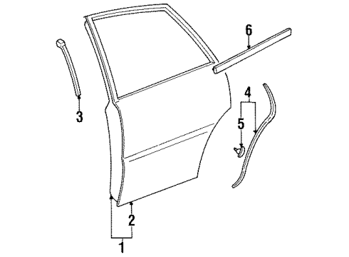 1995 Toyota Avalon Rear Door Door Weatherstrip Diagram for 67872-AC010