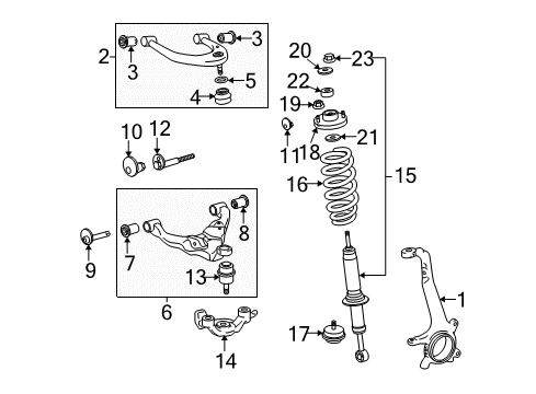 2009 Toyota Tacoma Front Suspension Components, Lower Control Arm, Upper Control Arm, Stabilizer Bar Coil Spring Diagram for 48131-04561
