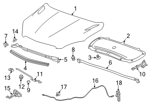 2020 Chevrolet Trax Hood & Components Front Weatherstrip Diagram for 42505067