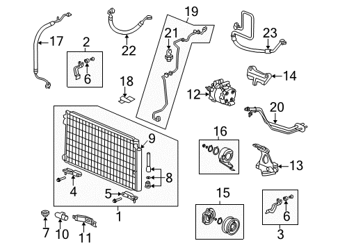 2007 Honda Civic A/C Condenser, Compressor & Lines Bracket, Compressor Diagram for 38930-PNA-000