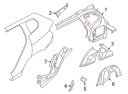 2015 BMW X1 Inner Structure - Quarter Panel Bracket, Optical Fibre Cable Diagram for 41007145343