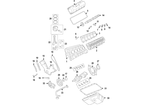 2018 Ford E-350 Super Duty Engine Parts, Mounts, Cylinder Head & Valves, Camshaft & Timing, Variable Valve Timing, Oil Pan, Oil Pump, Adapter Housing, Balance Shafts, Crankshaft & Bearings, Pistons, Rings & Bearings Gear Diagram for F7UZ-6A303-BA