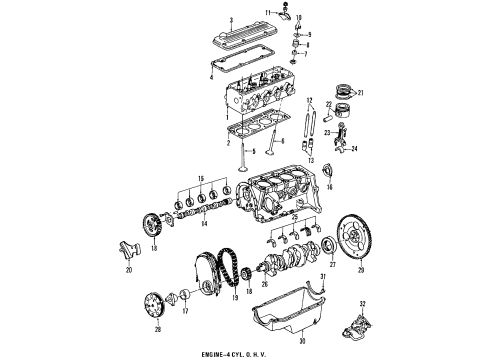 1987 Oldsmobile Firenza Engine Parts, Mounts, Cylinder Head & Valves, Camshaft & Timing, Oil Pan, Oil Pump, Crankshaft & Bearings, Pistons, Rings & Bearings Pulley, Crankshaft Diagram for 14018709