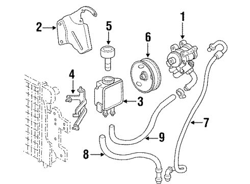 1992 Jeep Wrangler P/S Pump & Hoses, Steering Gear & Linkage Hose-Power Steering Gear To RSVR-Return Diagram for 52038016