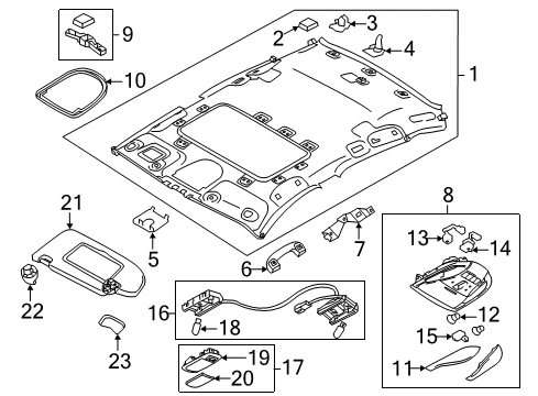 2011 Infiniti M37 Interior Trim - Roof Lamp Assembly Map Diagram for 26430-1ME8A