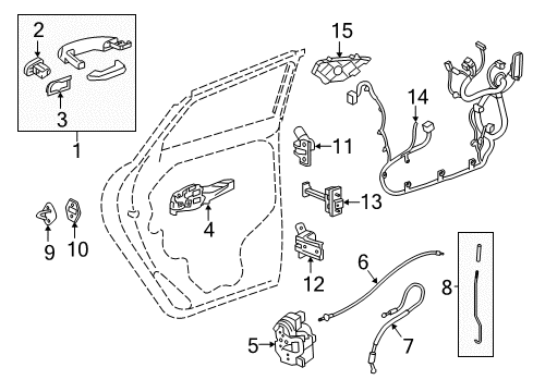 2017 Buick Envision Rear Door Lock Rod Diagram for 22863607